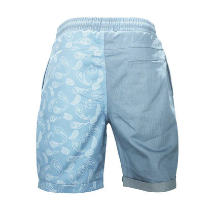 Casual sports shorts for men in a stylish patchwork design, made from soft, breathable cotton for all-day comfort.