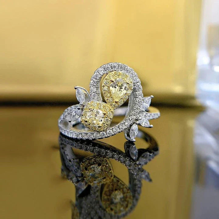Homeenjoy UK Elegant 925 Silver Yellow Diamond Ring - Timeless British Accessory