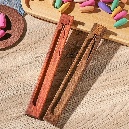 Elegant wooden and bamboo incense holder with a natural and rustic charm, designed to enhance your aromatherapy experience and add sophistication to any room.