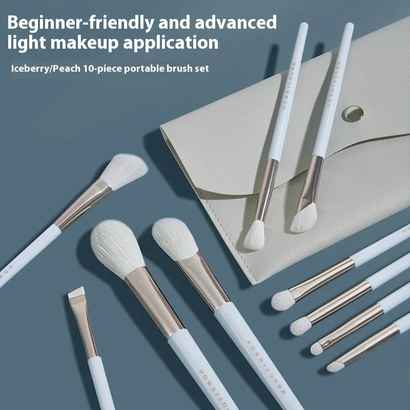 Deluxe 10-Piece Portable Makeup Brush Set with Premium Synthetic Fibres for Flawless, Radiant Makeup Application