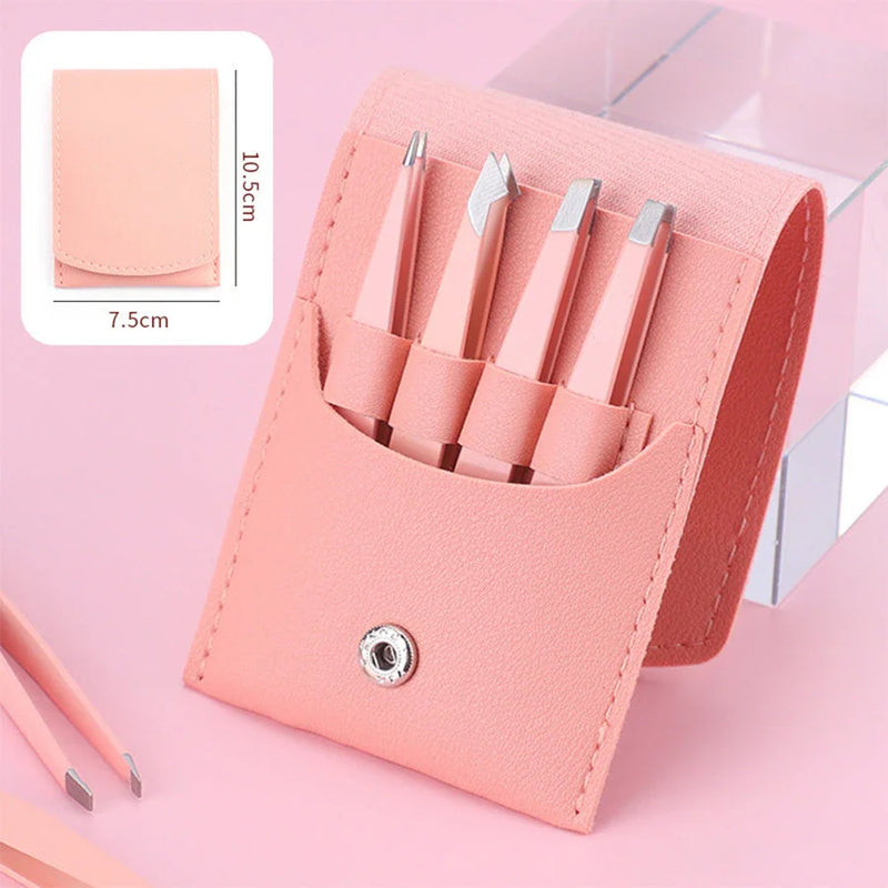 Homeenjoy UK Premium 4-Piece Eyebrow Tweezers Set for Flawless Grooming