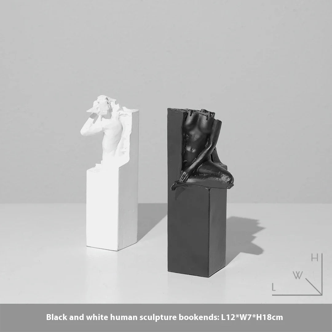 Elegant black and white abstract sculpture for desktop or study decor