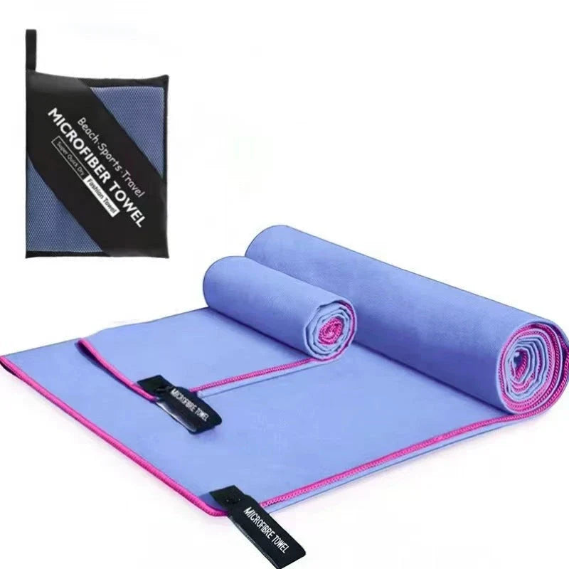 Premium quick-dry microfibre sports towel in various sizes, perfect for gym, yoga, swimming, camping, and beach activities