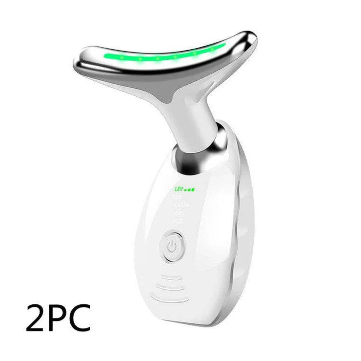 Neck and Face Beauty Device with Colorful LED Photon Therapy for Skin Tightening, Wrinkle Reduction and Double Chin Removal