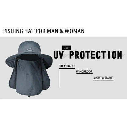 Premium fisherman cap with quick-drying fabric, UV protection, and removable face and neck cover