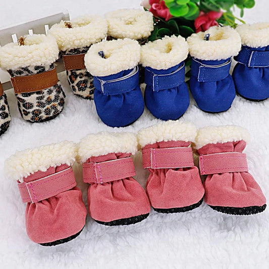 Premium 100% cotton anti-slip winter dog shoes with adjustable straps and reflective detailing for enhanced traction and visibility
