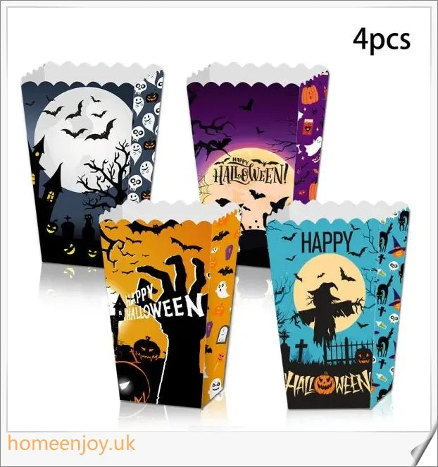 Creepop Halloween Popcorn Boxes with spooky designs, perfect for holding treats and creating a haunting atmosphere at your party