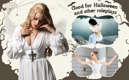 Captivating 3D Angel & Devil Wings in angelic white and devilish black colours, perfect for Halloween, masquerade, and costume parties