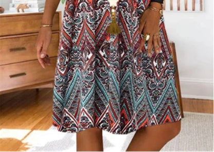 A stunning blue women's fashion dress with a flattering silhouette and elegant design