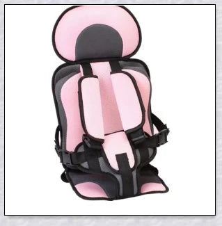Adjustable infant car seat cushion with 5-point harness, plush padding, and foldable design for safe and comfortable travel with children