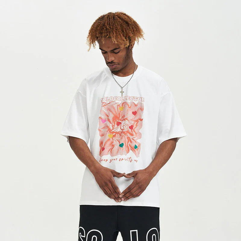 Premium short-sleeved cotton t-shirt for men with vibrant digital printing, available in a range of sizes and colours