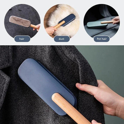 Premium pet hair removal brush with grey handle and bristles, designed for use in UK homes