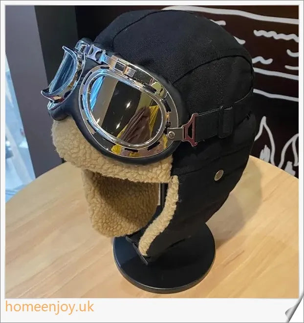 Aviator-style thickened warm ear protection glasses in various colours, including black, khaki, blue, and army green