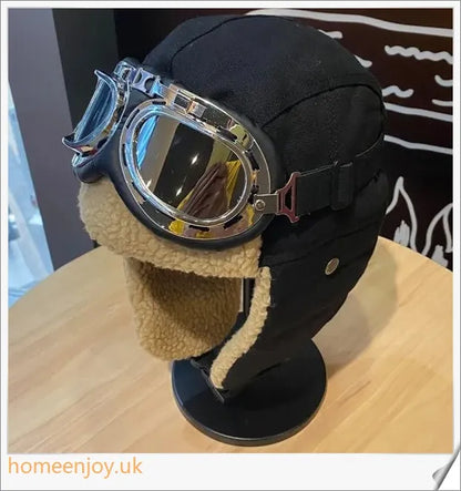 Aviator-style thickened warm ear protection glasses in various colours, including black, khaki, blue, and army green