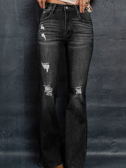 Premium high-waisted wide-leg denim trousers in a chic, versatile design