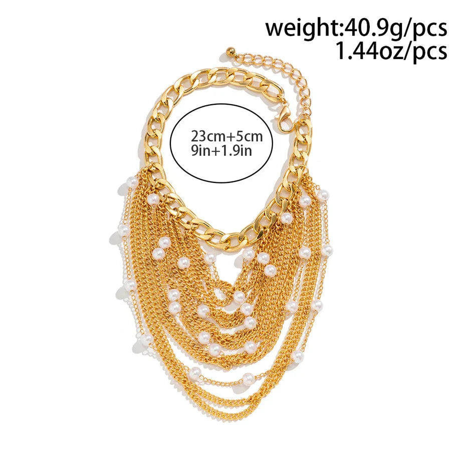 Elegant gold boho chic tassel and pearl anklet for women
