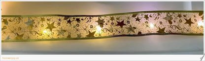 Festive Christmas ribbon fairy lights with 100 warm LED lights, available in gold and silver colours