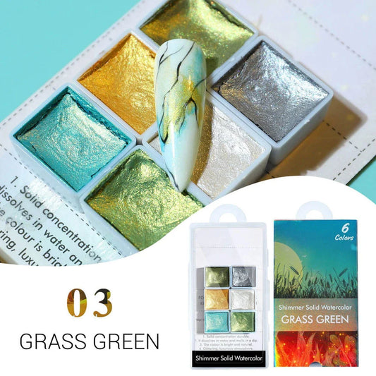 Dazzling watercolour nail art powder with iridescent, metallic, and glitter effects for creating vibrant, salon-quality nail designs