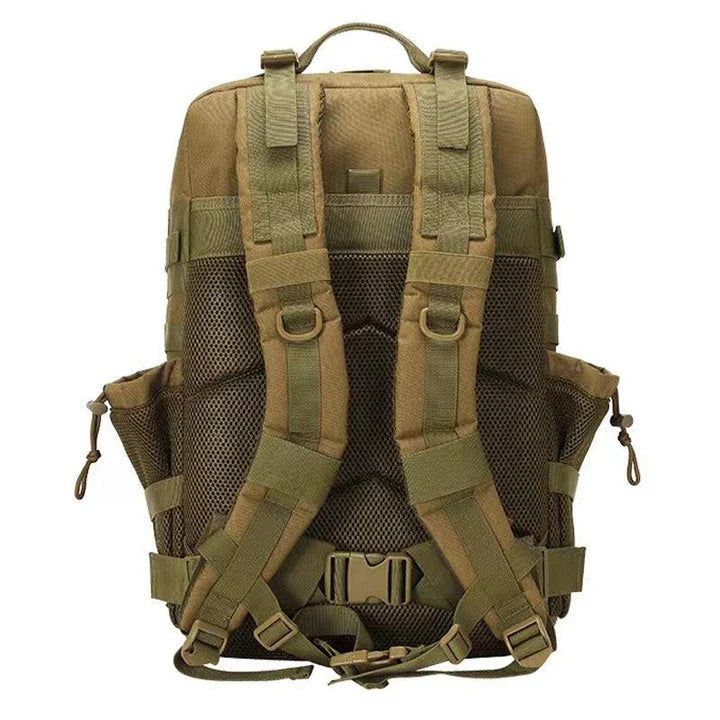 Oxford fabric waterproof backpack with large 45-litre capacity, multiple pockets, and comfortable padded straps for daily use and outdoor adventures