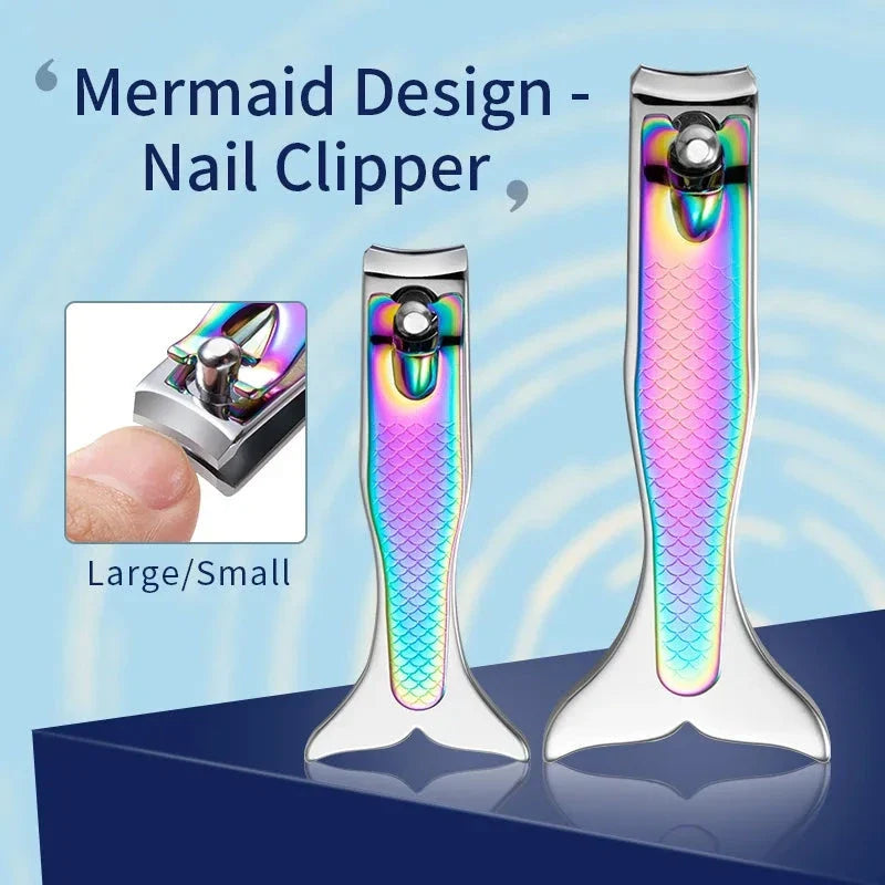 Mermaid-inspired stainless steel nail clipper with curved blades for precise and effortless nail trimming