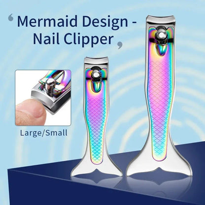 Mermaid-inspired stainless steel nail clipper with curved blades for precise and effortless nail trimming
