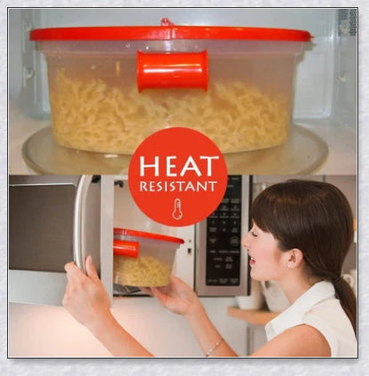 Versatile microwave pasta cooker with convenient handles and precise water-filling lines for quick and easy pasta preparation