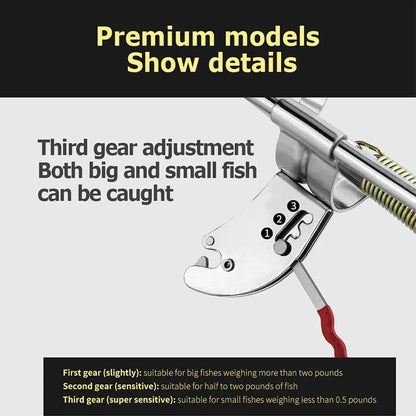 Premium stainless steel sea fishing rod holder with automatic lifter feature for securing and raising fishing rods
