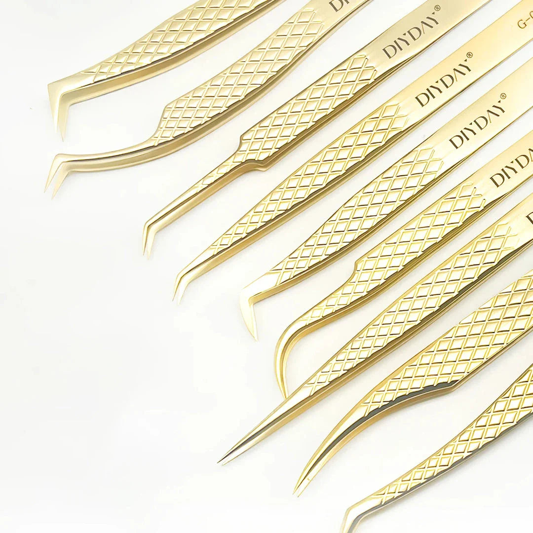 Premium precision anti-slip eyelash extension tweezers made with durable stainless steel for flawless lash application