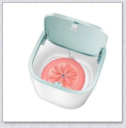 Compact and portable mini washing machine with powerful 18W motor, energy-efficient design, and ultrasonic sterilization for deep cleaning in small spaces