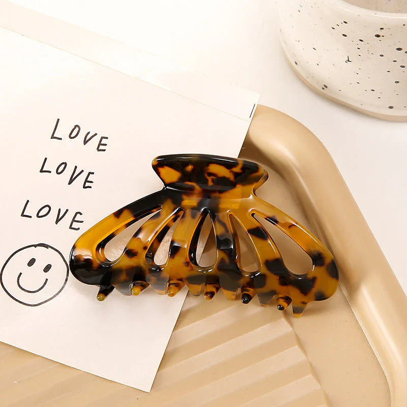 Chic geometric hollow stripes hair barrettes made from premium acetate for women's fashion and hairstyles