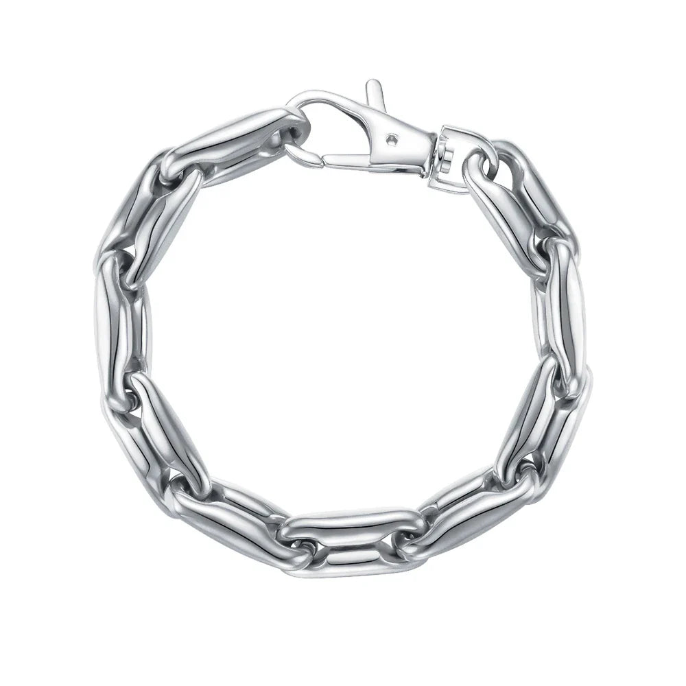 18-Carat Gold-Plated Chunky Chain Bracelet with Robust Titanium Steel Construction