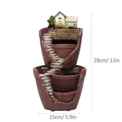 Charming farmhouse-style resin succulent planter with hand-carved pastoral design, adding rustic elegance to home or office decor