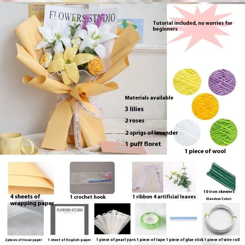 Homeenjoy UK Handcrafted Bridal Bouquet: Crochet-Woven Delight