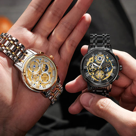 Classic Quartz Multifunction Men's Watch with versatile features and durable stainless steel construction