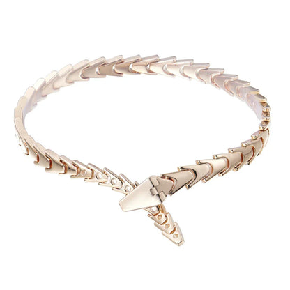Adjustable copper snake bracelet in rose gold finish, a stylish unisex accessory for men and women