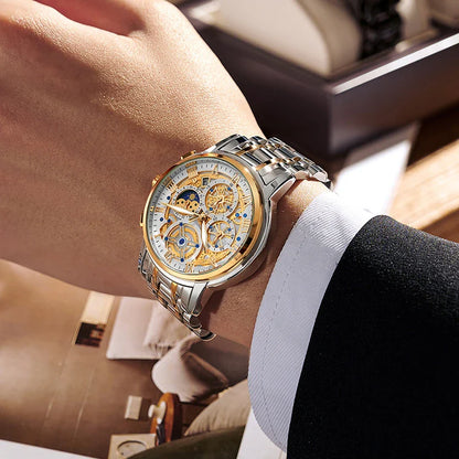 Classic Quartz Multifunction Men's Watch with versatile features and durable stainless steel construction