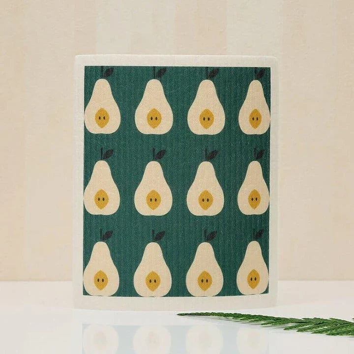 Premium Fruit-Patterned Dish Cloth made with sustainable cellulose and renewable cotton for UK kitchens