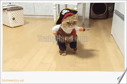 Charming pirate costume for cats and dogs made of soft, breathable polyester and non-woven fabrics