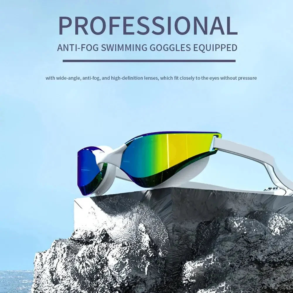 Premium anti-fog swim goggles with wide-angle, high-definition lenses for crystal-clear underwater vision