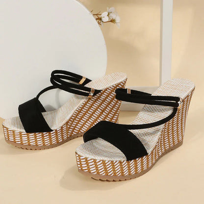 Elegant and Comfortable Summer Platform Wedge Sandals with Peep Toe and Adjustable Ankle Strap