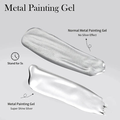 5ml Super Bright Silver Metallic Gel Nail Polish - Shimmering mirror-like finish for stunning nail art designs