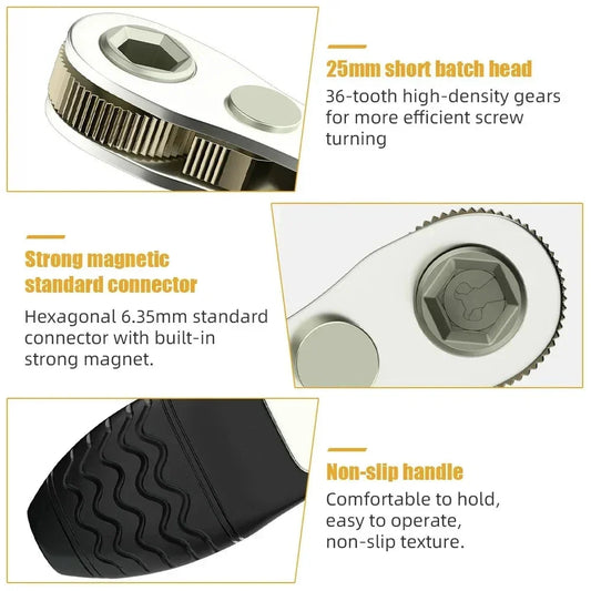 Compact Mini Ratchet Wrench & Screwdriver with magnetic adsorption and quick-release mechanism for precise repair work in tight spaces