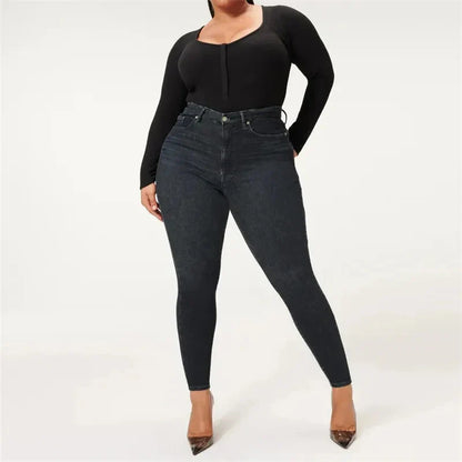 Classic Cropped Women's Denim Jeans in Black, Light Blue, and Dark Blue colours