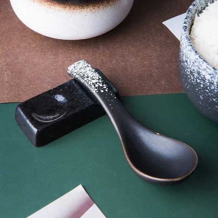 Elegant Japanese ceramic soup spoon in various colours for refined dining