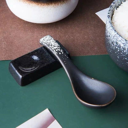 Elegant Japanese ceramic soup spoon in various colours for refined dining