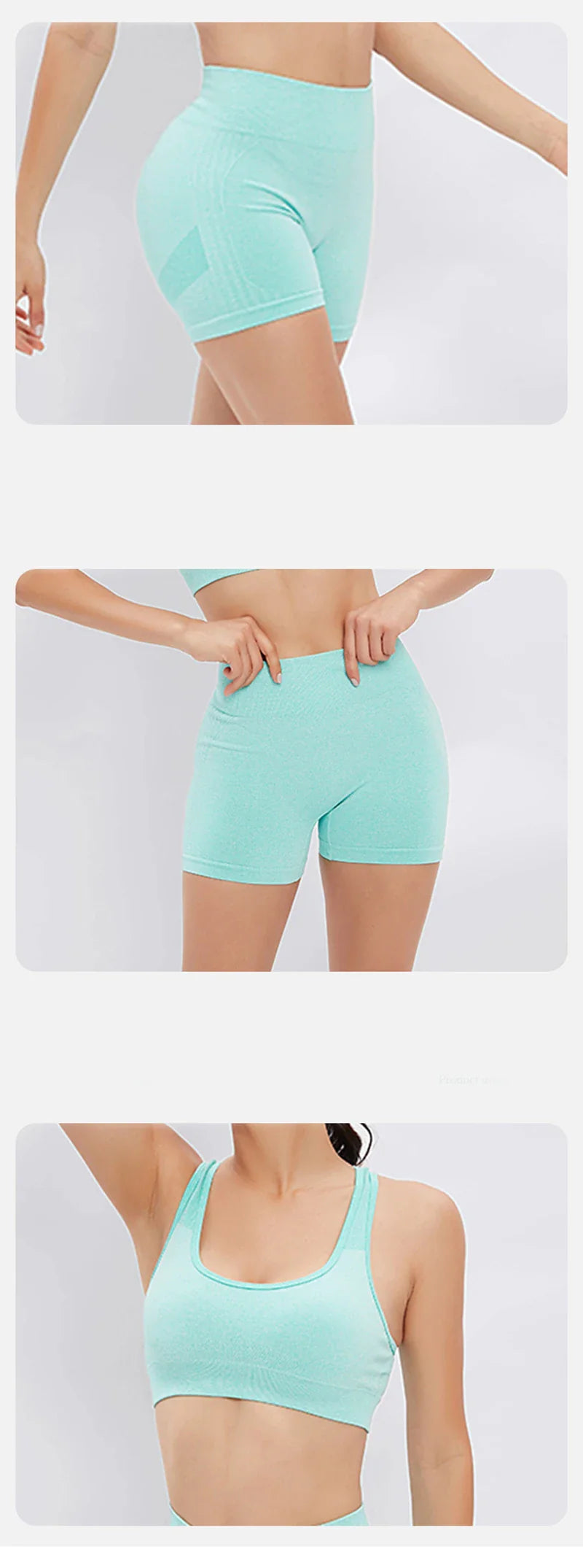 Premium seamless yoga set with women's vest and high-waisted shorts in classic black colour