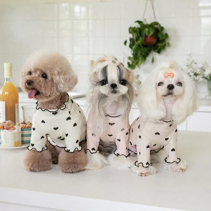Cosy embroidered bear waffle vest for pets in a variety of sizes and the colour pink