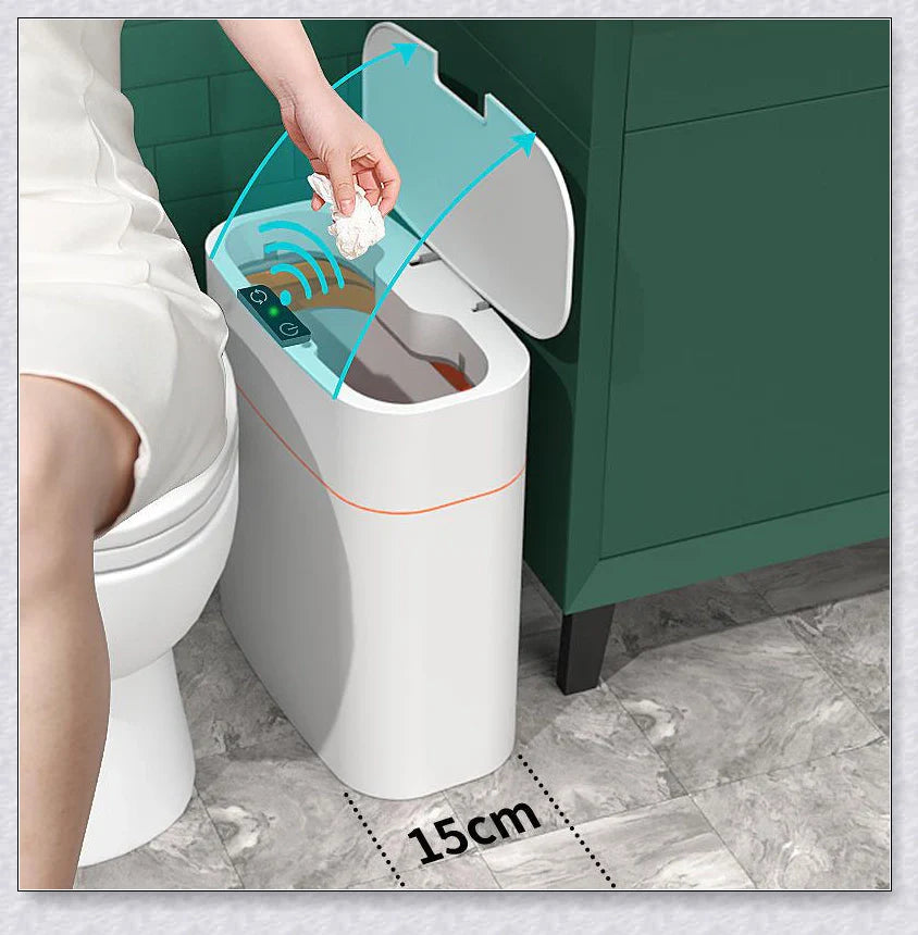 Sleek and modern automatic garbage can with motion-activated sensor for a hygienic and hassle-free waste disposal experience