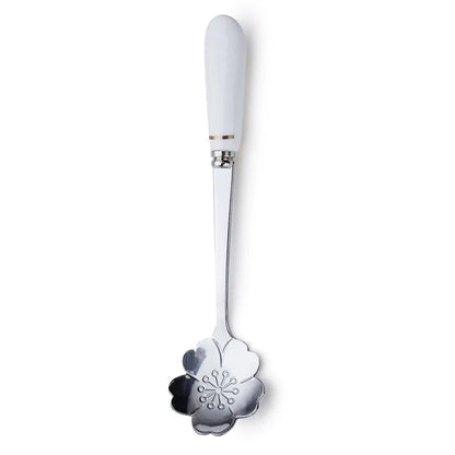 Elegant stainless steel flower teaspoon with ceramic handle in various colours and flower shapes