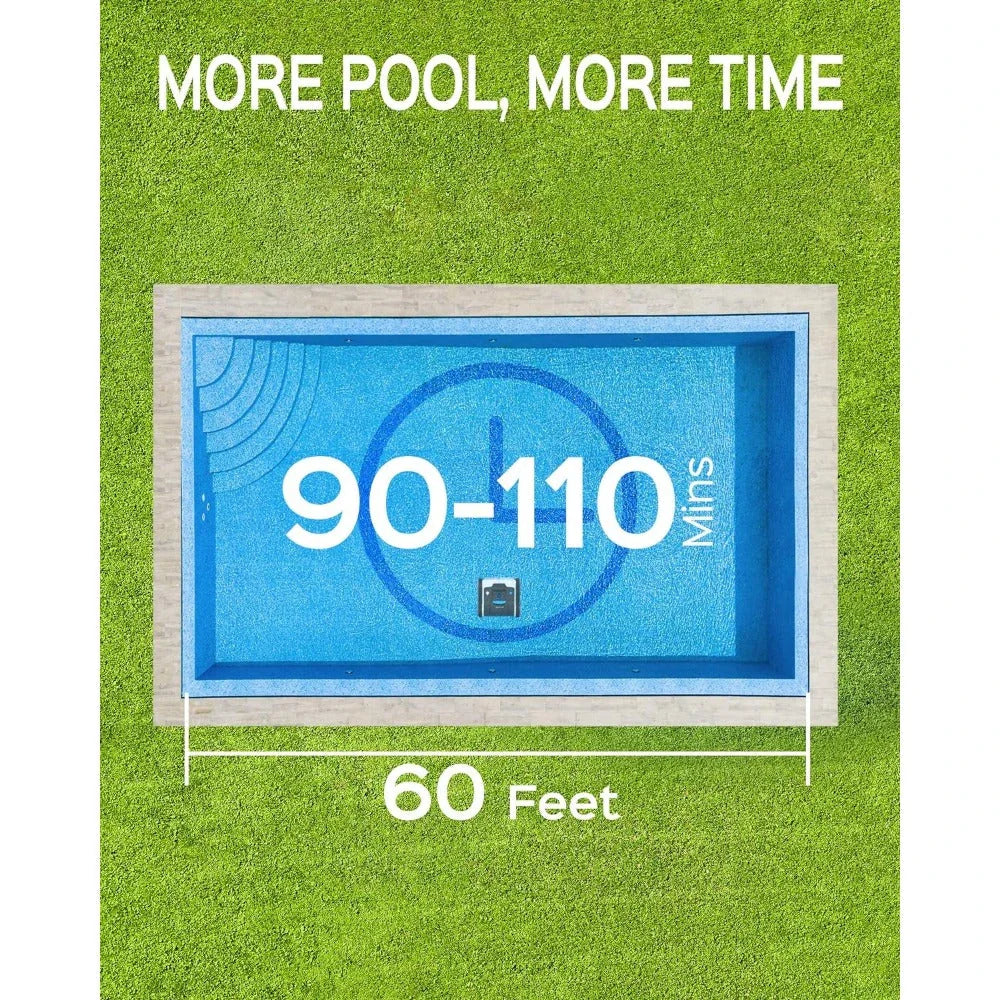 Cordless robotic pool vacuum cleaner with powerful suction and intelligent navigation for effortless cleaning of large in-ground pools
